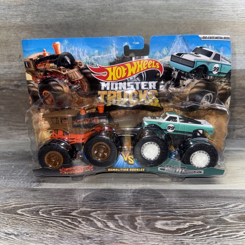Hot Wheels Monster Trucks ~ Loco Punk VS Puro Muscle Demolition Doubles